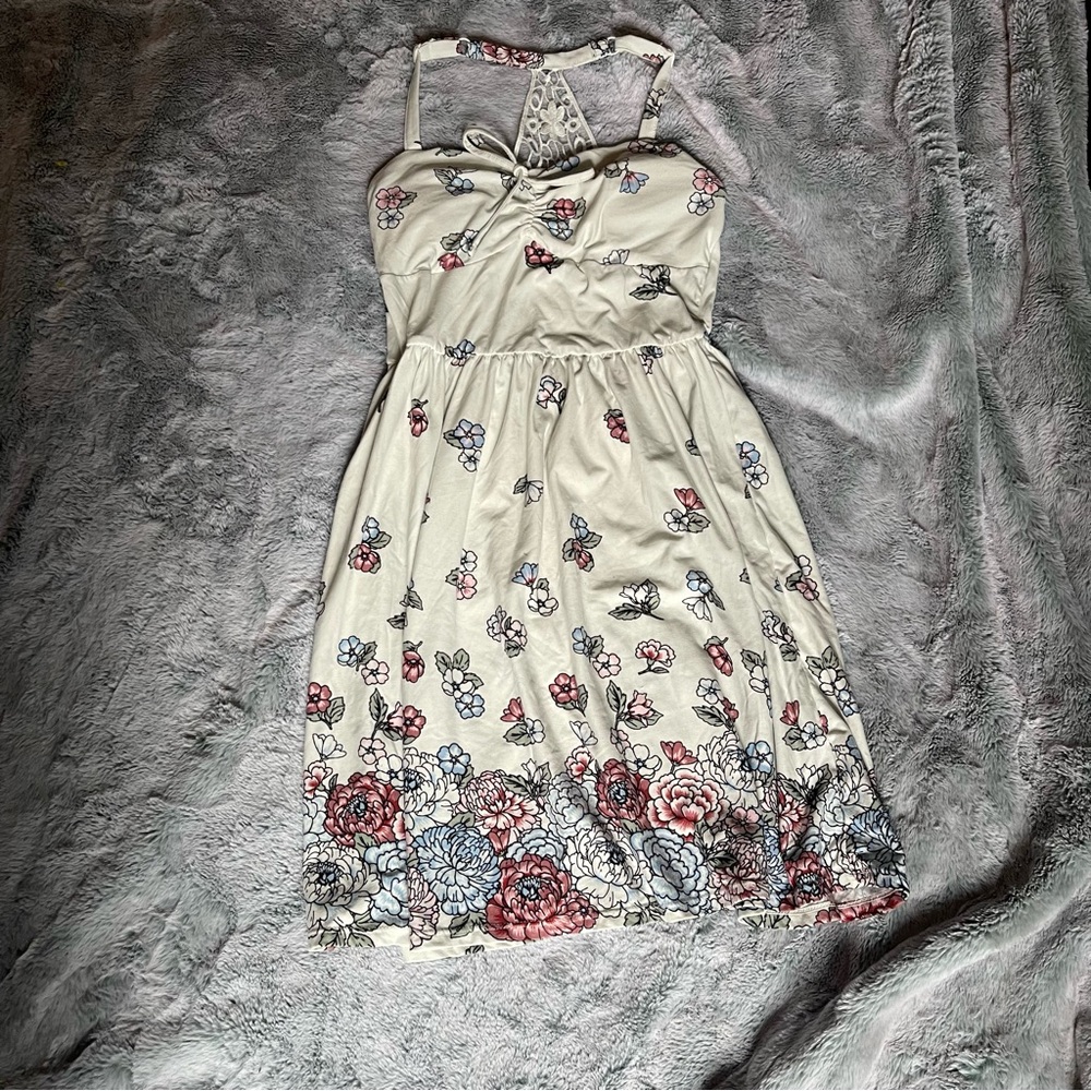No Boundaries White Floral Mini Dress - Size XS